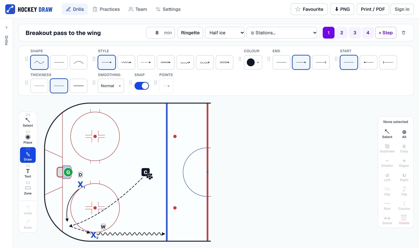 The Hockey Draw drill editor